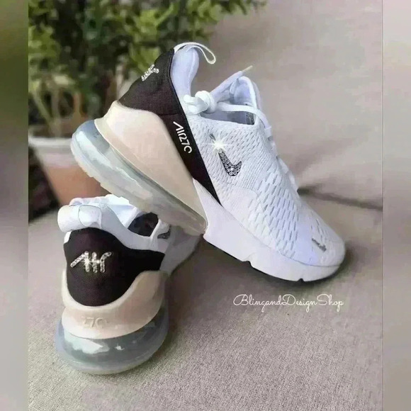 Women's Nike Air Max 270 Brown Tan Sneakers made with Swarovski Crystals Custom - Picture 6 of 8